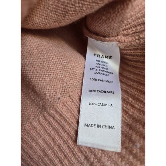 FRAME Womens XS Cashmere Peplum Cinched Ruffle Hem Sweater Pink Crewneck Preppy - Picture 5 of 7